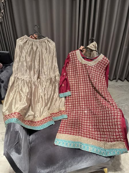 Exclusive party wear Gharara set stone work all over the dress